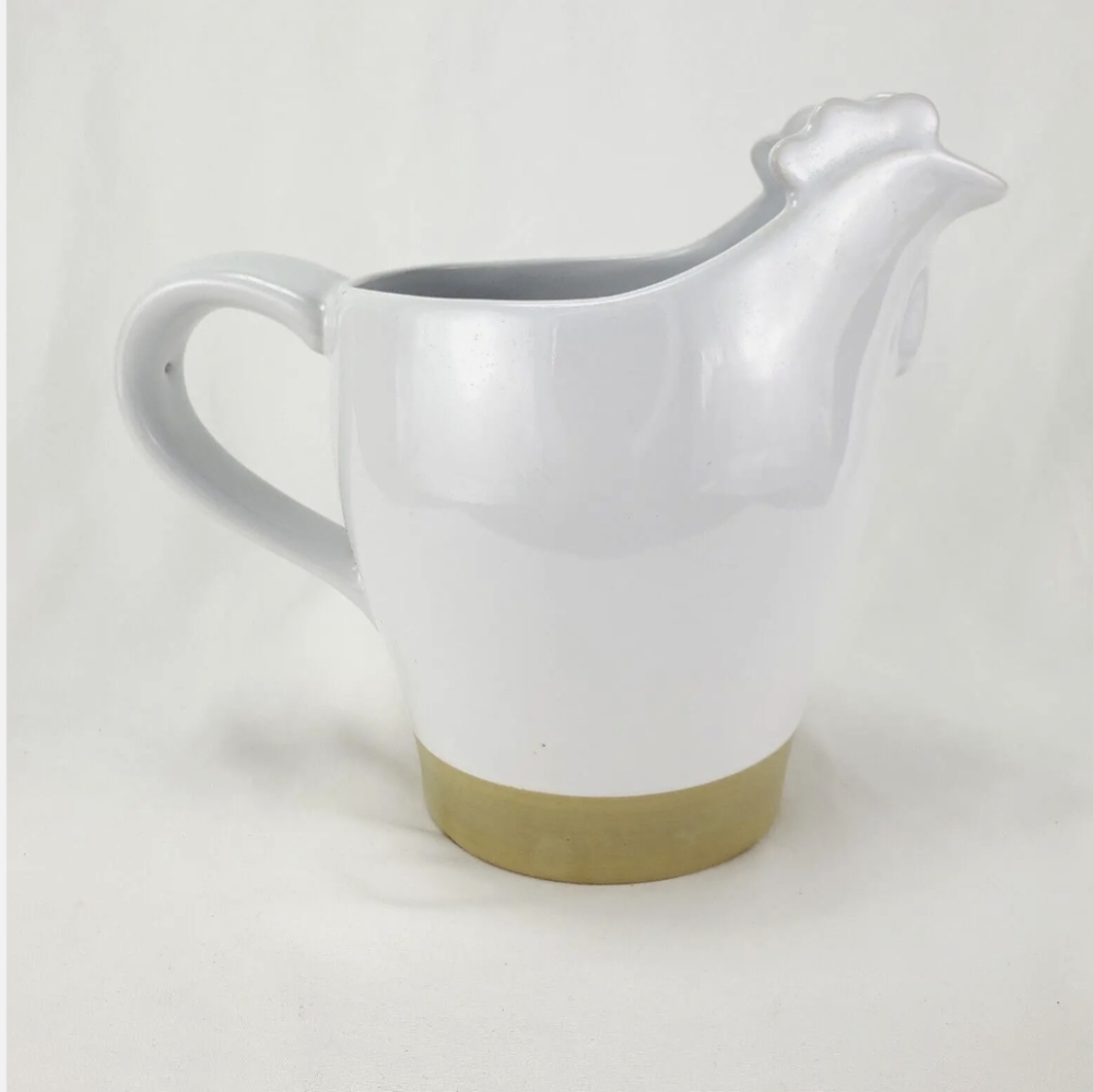 Cracker Barrel Hand Painted White Chicken/Rooster Pitcher - Picture 2 of 11
